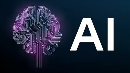Wall Mural - ai and technology: an illuminated brain symbolizes artificial intelligence, complemented by bold 