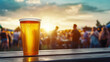 © Maksym - Golden beer in plastic cup captured against glowing festival horizon, laughter and music echo in joyful background