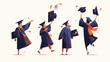 © MUBI - Joyful Graduate Celebration: Flat Vector Illustration of a Happy Grad Throwing Cap in the Air up hat