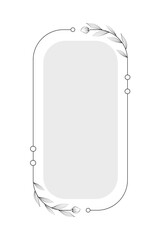 Wall Mural - Elegant floral frame with delicate line art flower and leaf elements, minimalistic modern style, white background. Concept of invitation or greeting card. Vector illustration