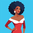 © Sadhin07 - Confident Black Woman in Red Dress with Afro