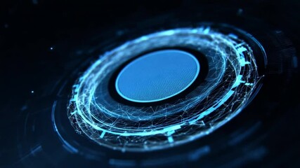 Wall Mural - digital circle: an abstract design of swirling blue circles, evoking a sense of futuristic technolog