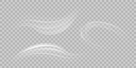 Fototapete - Air flow set of vector elements on a white background. Abstract light effect blowing from an air conditioner, purifier or humidifier. Dynamic blurred flow motion.