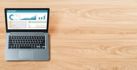 Wall Mural - spreadsheet document information financial startup concept. data and graphs in spreadsheet documents