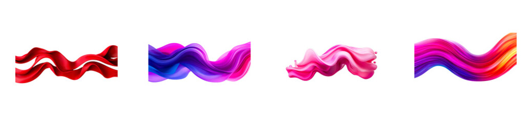 Canvas Print - set of colorful abstract waves illustrations, cut out transparent