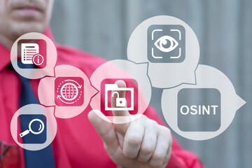 Wall Mural - osint or open source intelligence investigation volunteering social surveillance concept. open data 