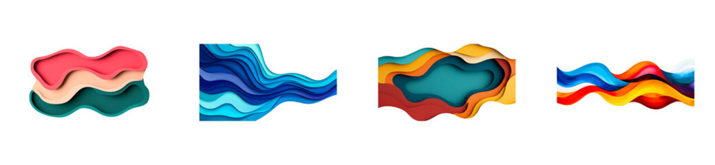 Wall Mural - colorful abstract waves with transparent background design
