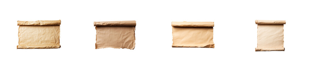 Wall Mural - various types of rolled parchment with transparent background