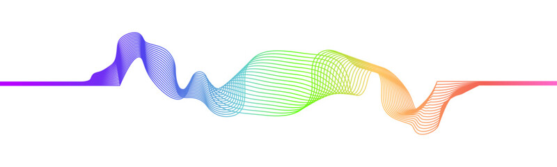 Leinwandbilder - Abstract background with colorful wavy lines. Rainbow gradient spectrum wave flowing in dynamic curve on transparent background. Vector element for social media, cover, banner, flyer, music