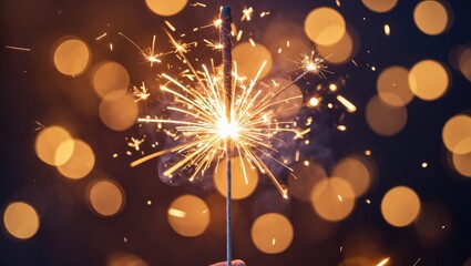 Wall Mural - macro shot of a sparkler with bokeh backdrop