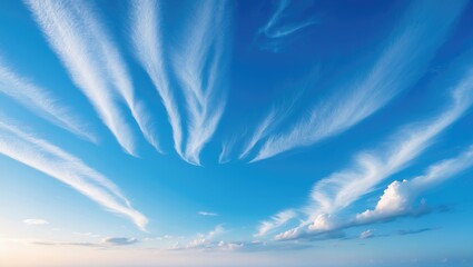 Wall Mural - radiant blue sky adorned with white clouds on a clear summer day showcasing light gradients, nature'