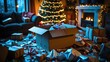 © ArtificialHorizons - It's Christmas Eve. The gifts are opened. The living room is a mess of wrapping paper and boxes beneath the tree. Genuine photo from a private celebration.