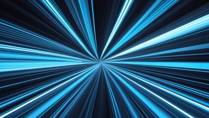 Poster - Digital illustration of blue light and stripes rapidly moving across the background