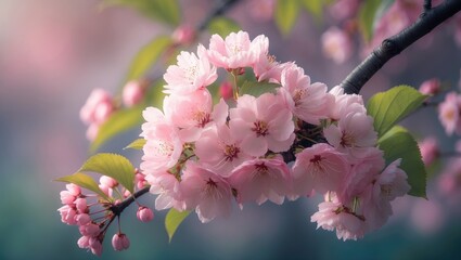 Poster - Graceful Cherry Blossom Flowers Enhancing a Branch