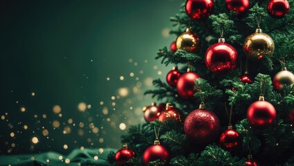 Aufkleber - Embellished Christmas tree against a dark green background