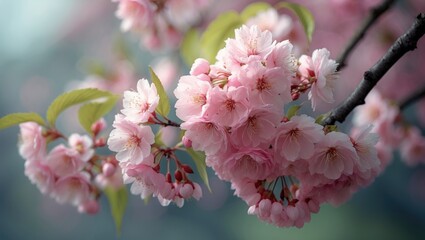 Poster - Tender Cherry Blossom Blossoms Beautifying a Branch