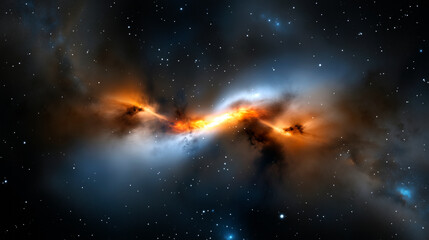 Wall Mural - a galaxy with a bright orange and white spiral