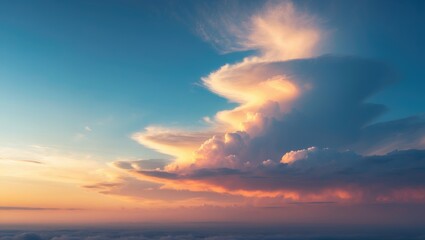 Wall Mural - Golden cloudy sky with a sunrise nature panorama background