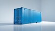 © Seyyar - Side view of a standard blue cargo container isolated on a background, showcasing contemporary industrial shipping tools.