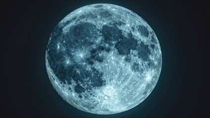 a unique horizontal image of the super blue moon against a dark night backdrop - full moon - supermo