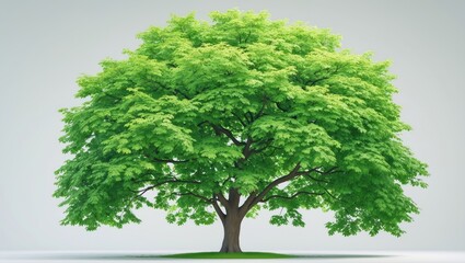 isolated green summer oak tree on a white background