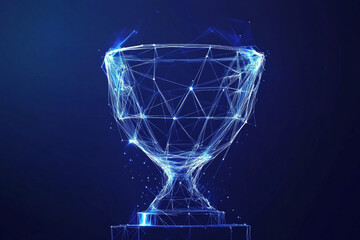 Wall Mural - winners cup sign abstract low poly wireframe style. abstract geometric background. wireframe light s