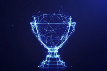 Wall Mural - winners cup sign abstract low poly wireframe style. abstract geometric background. wireframe light s