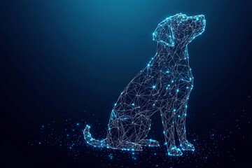 Wall Mural - dog symbol abstract low poly wireframe style. abstract geometric background. wireframe light structu