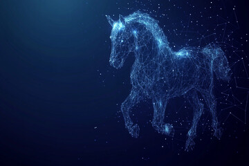 Wall Mural - horse symbol abstract low poly wireframe style. abstract geometric background. wireframe light struc