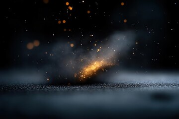 Aufkleber - A close-up shot features a burst of golden sparkles and shimmering dust against a dark, textured surface. The dynamic light and blurred motion create a sense of energy and abstract beauty