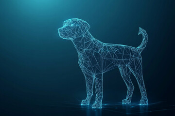 Wall Mural - dog sign abstract low poly wireframe style. abstract geometric background. wireframe light structure