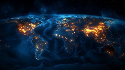glowing world map with illuminated city lights, a glowing world map with illuminated city lights aga