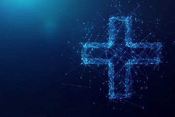 Wall Mural - cross sign abstract low poly wireframe style. abstract geometric background. wireframe light structu