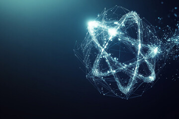 Wall Mural - atom sign abstract low poly wireframe style. abstract geometric background. wireframe light structur