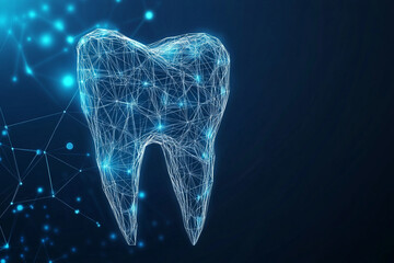 Wall Mural - tooth sign abstract low poly wireframe style. abstract geometric background. wireframe light structu