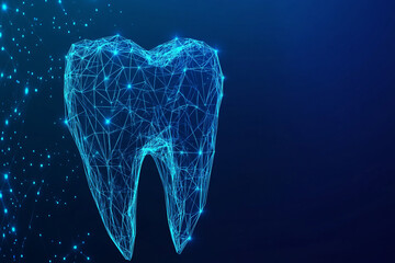 Wall Mural - tooth sign abstract low poly wireframe style. abstract geometric background. wireframe light structu