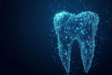 Wall Mural - tooth sign abstract low poly wireframe style. abstract geometric background. wireframe light structu