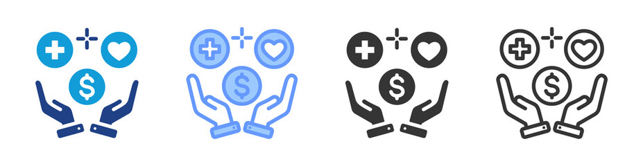 Fototapete - Wellbeing icon set multiple style collection