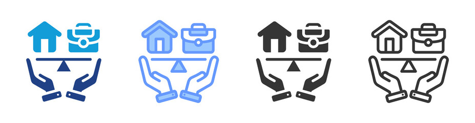Fototapete - Work Life Balance icon set multiple style collection