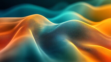Wall Mural - smooth orange and blue digital waves create a calming abstract background. perfect for websites, pre