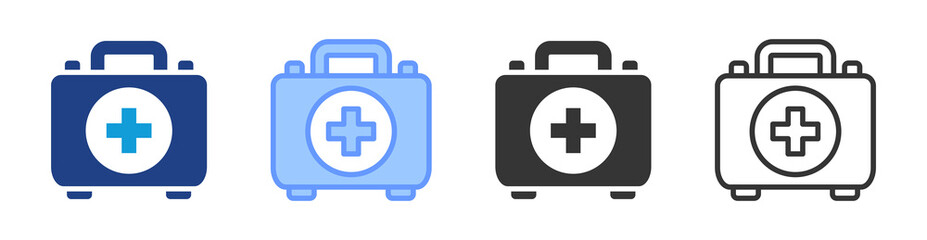 Fototapete - First Aid Kit icon set multiple style collection