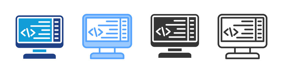 Line Code icon set multiple style collection