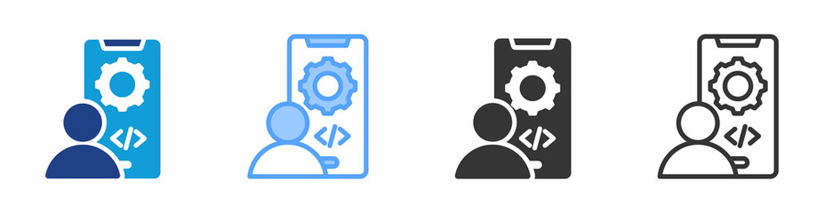 Application Developer icon set multiple style collection