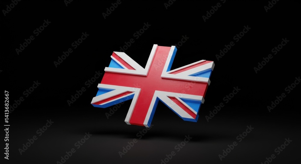 3D Render of the Union Jack Flag in Dark Background A Bold British ...