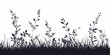 © shan - Black and White Silhouette Nature Background: Serene Grass, Plants & Leaves Illustration for Eco-Friendly Design