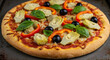 © HIJRAH - Delicious Pizza Topped With Artichokes Basil And Red Peppers Close Up