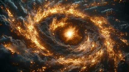 a surreal black hole with a glowing dot at its pitch black core, vivid accretion disk swirling, ligh