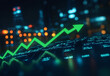 © John - A vibrant green arrow ascends against a backdrop of city lights, symbolizing growth and progress in a technological landscape.