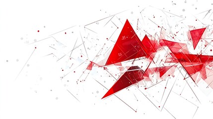 Abstract red geometric background with sharp triangular shapes and digital low poly design on white
