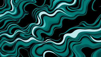 Wall Mural - abstract teal and black liquid marble background